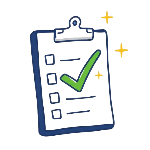 Colorful doodle of a checklist with a green tick